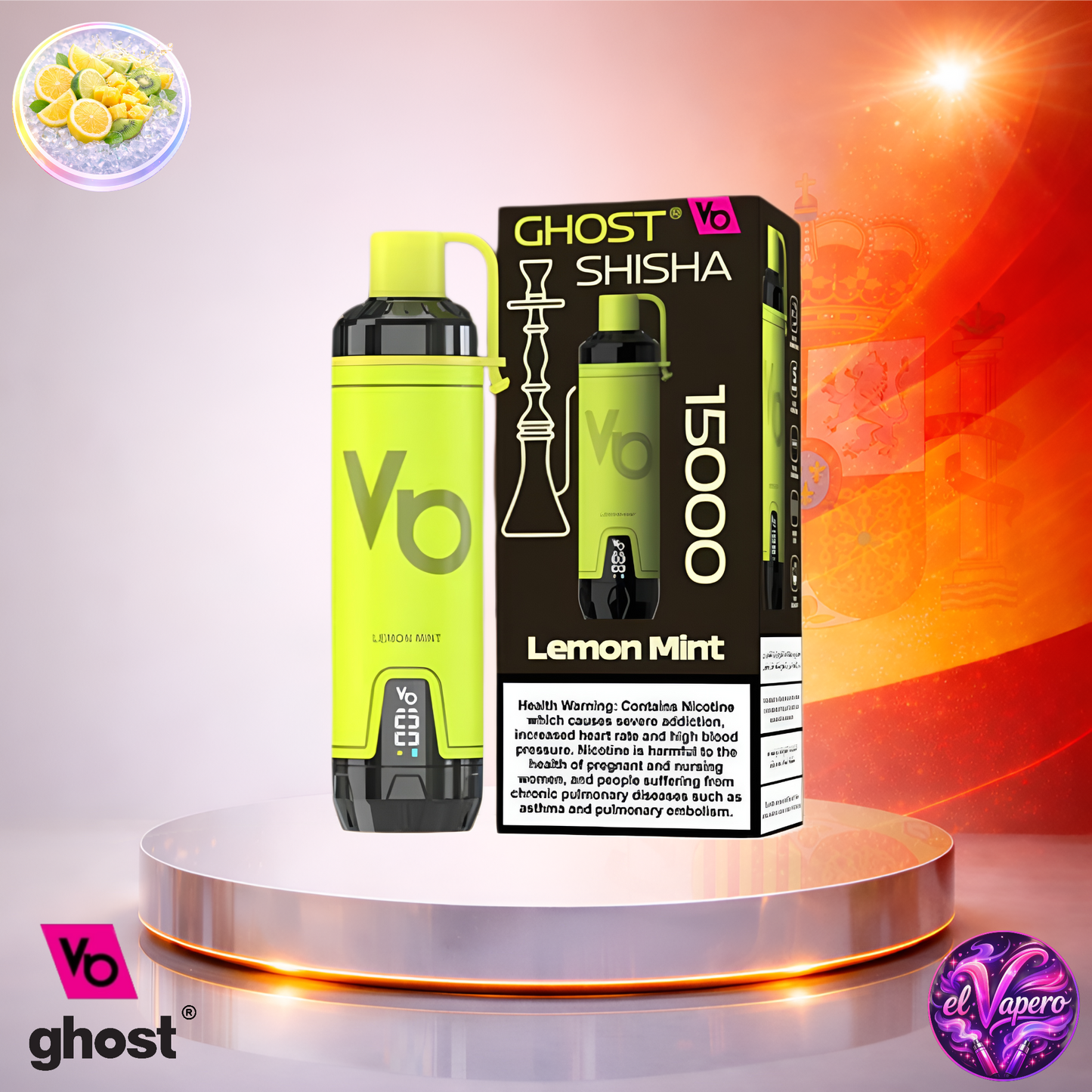 Vapers Desechables - Cigarrillo Electrónico - España - Ghost - Shisha - 15K - Lemon Mint 15000 Caladas - El mejor precio