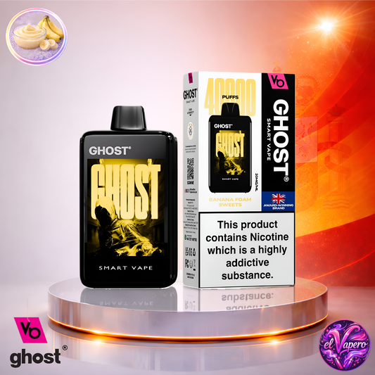 Vapers Desechables - Cigarrillo electrónico - España - Ghost - Smart Vape - 40K - Banana Foam Sweets 40000 Caladas - Más baratos
