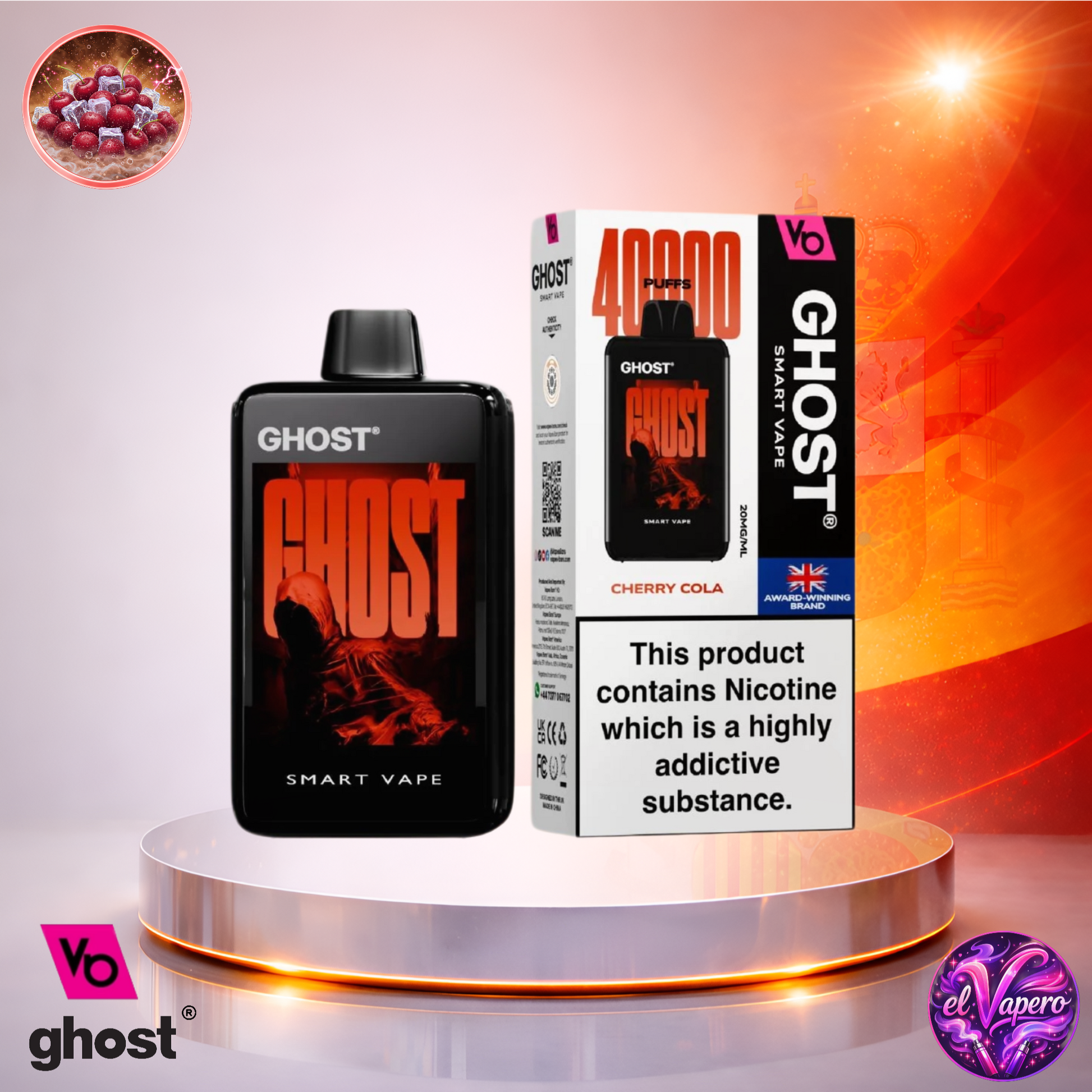 Vapers Desechables - Cigarrillo electrónico - España - Ghost - Smart Vape - 40K - Cherry Cola 40000 Caladas - Los más baratos