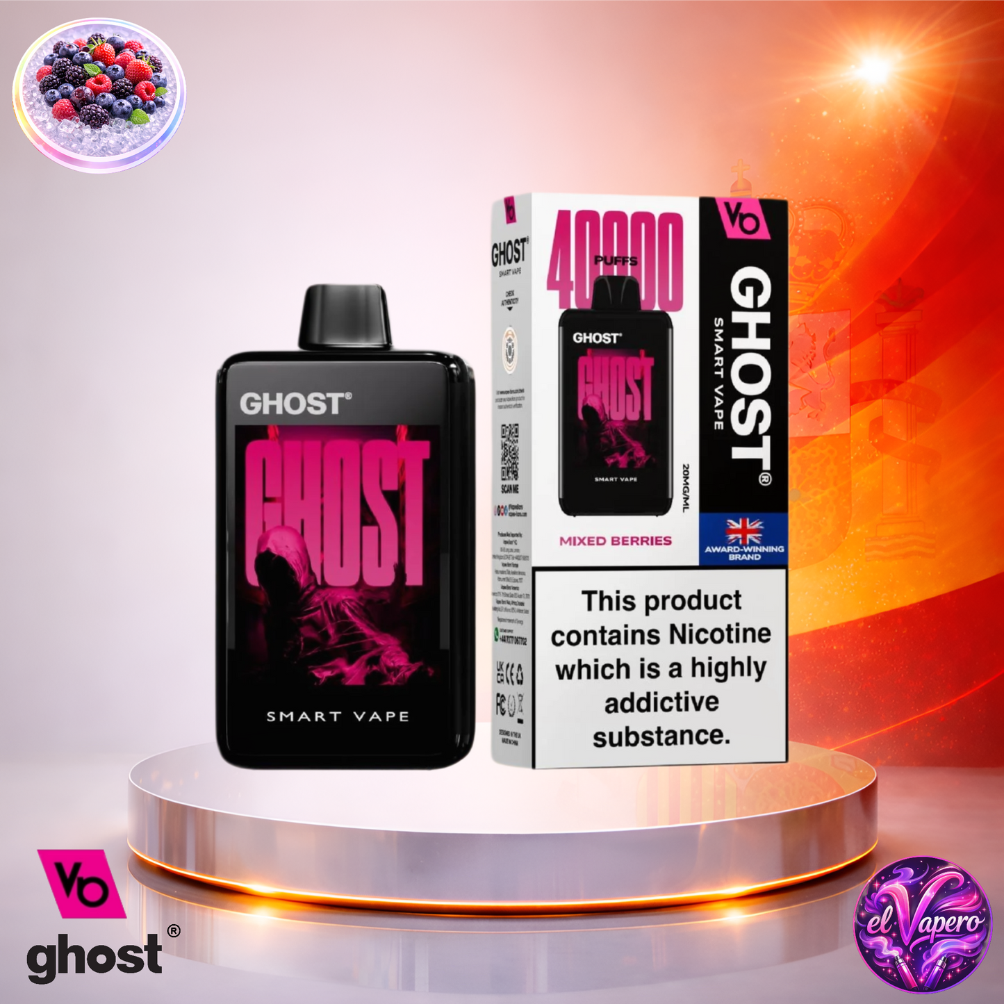 Vapers Desechables - Cigarrillo electrónico - España - Ghost - Smart Vape - 40K - Mixed Berries 40000 Caladas - El mejor precio