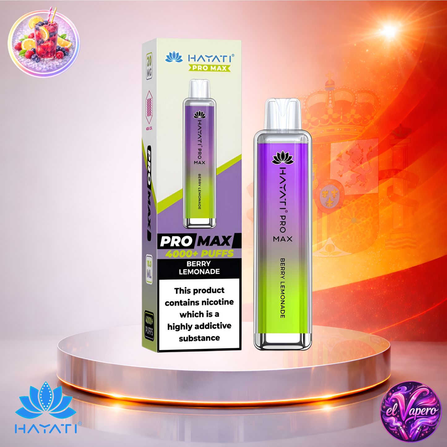 Vapers Desechables - Cigarrillo Electrónico - España - Hayati Pro Max 4K - Berry Lemonade - 4000 Caladas - Más baratos