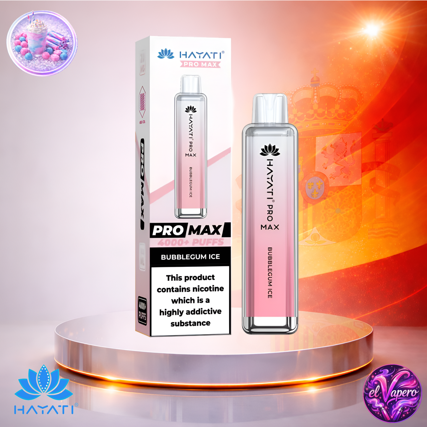 Vapers Desechables - Cigarrillo Electrónico - España - Hayati Pro Max 4K - Bubblegum Ice - 4000 Caladas - Los más baratos