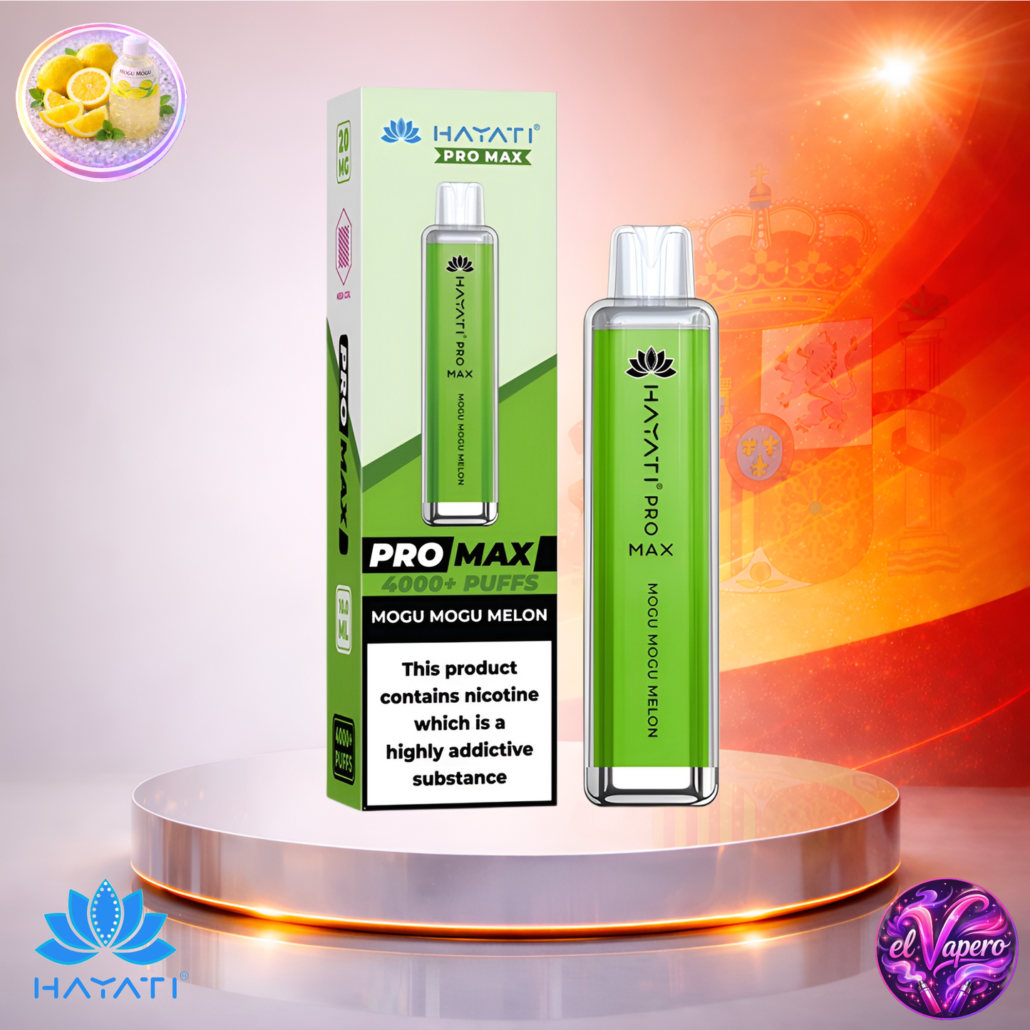 Vapers Desechables - Cigarrillo Electrónico - España - Hayati Pro Max 4K - Mogu Mogu Melon - 4000 Caladas - El mejor precio