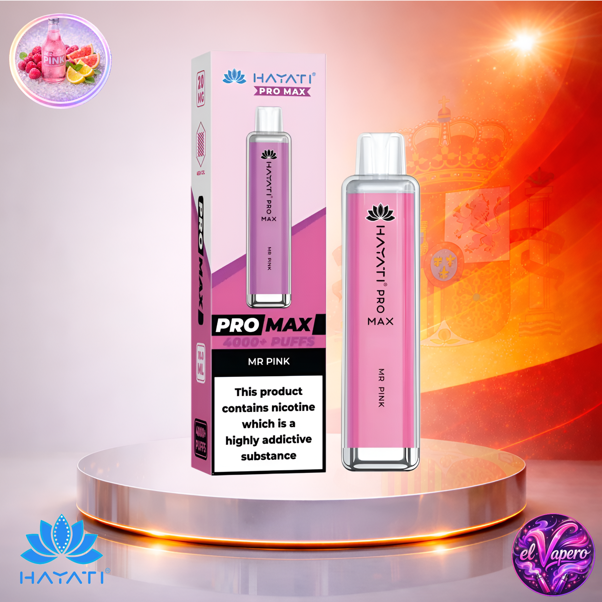 Vapers Desechables - Cigarrillo Electrónico - España - Hayati Pro Max 4K - Mr Pink - 4000 Caladas - El mejor precio