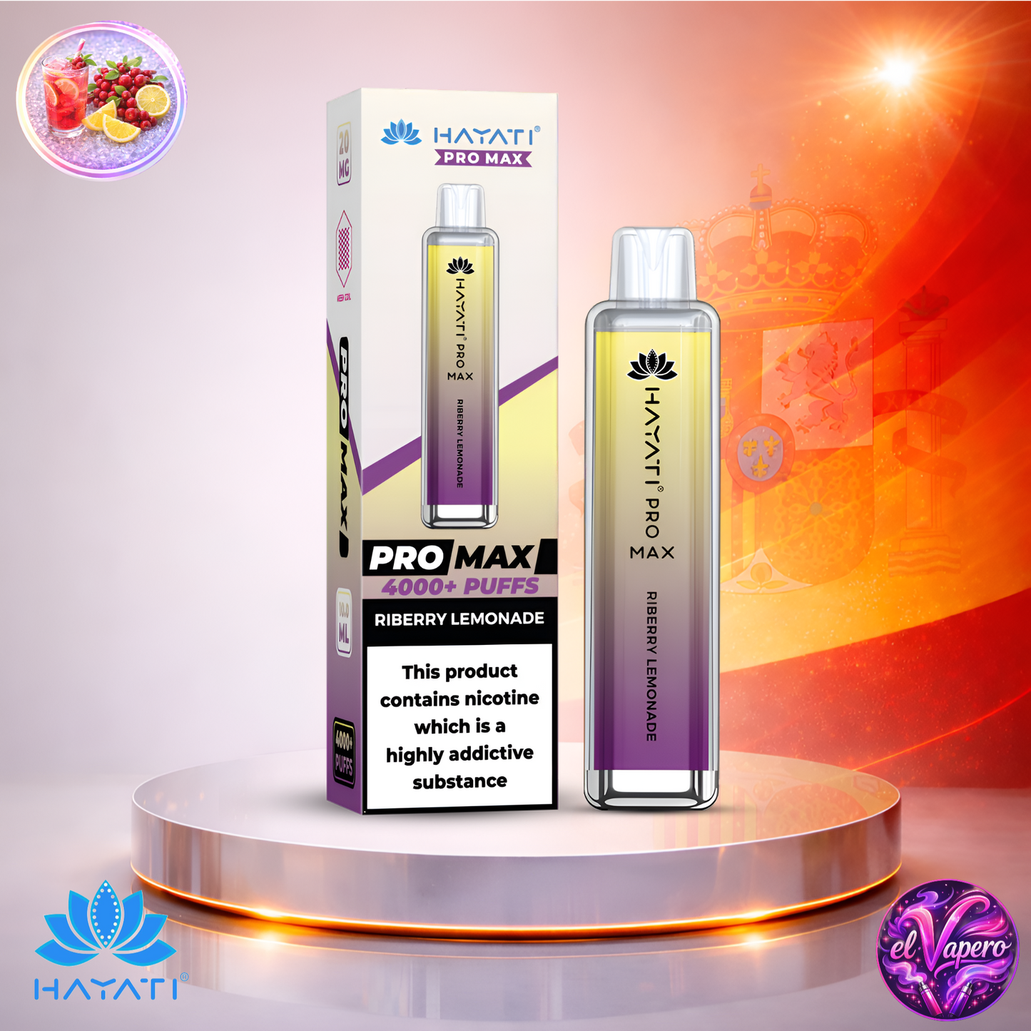 Vapers Desechables - Cigarrillo Electrónico - España - Hayati Pro Max 4K - Ribbery Lemonade - 4000 Caladas - El mejor precio