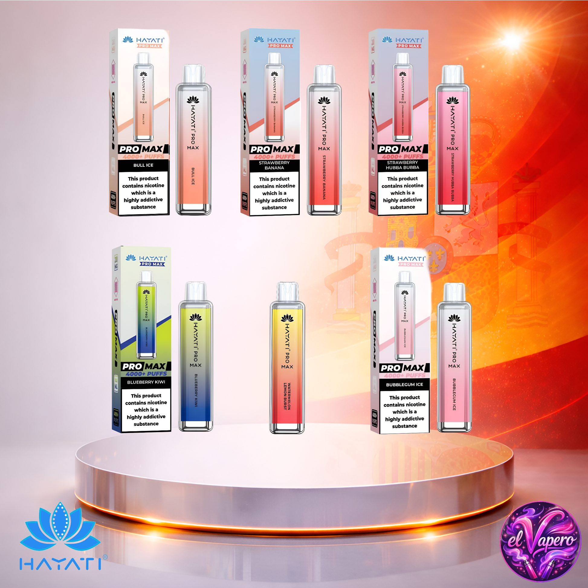 Vapers Desechables - Cigarrillo Electrónico - España - Hayati Pro Max 4K - Sabores 3 - 4000 Caladas - Los más baratos