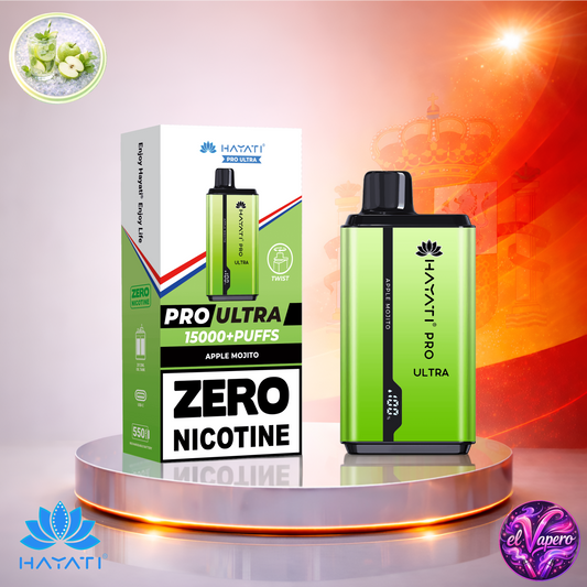 Vapers Desechables - Cigarrillo Electrónico - España - Hayati Pro Ultra 15K - Apple Mojito - 0 Nicotina - 15000 Caladas - Más baratos