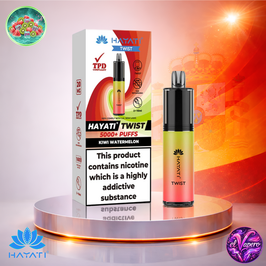 Vapers Desechables - Cigarrillo Electrónico - España - Hayati Twist 5K - Kiwi Watermelon - 5000 Caladas - Los más baratos