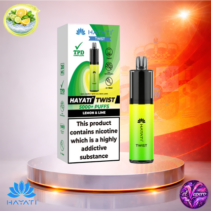 Vapers Desechables - Cigarrillo Electrónico - España - Hayati Twist 5K - Lemon Lime - 5000 Caladas - Los más baratos