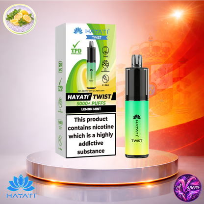 Vapers Desechables - Cigarrillo Electrónico - España - Hayati Twist 5K - Lemon Mint - 5000 Caladas - Los más baratos