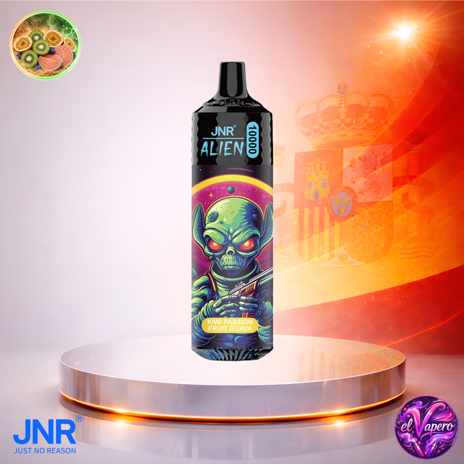 Vapers Desechables - Cigarrillo electrónico - España - JNR - Alien - 10K - Kiwi Passion Fruit Guava 10000 Caladas - El mejor precio