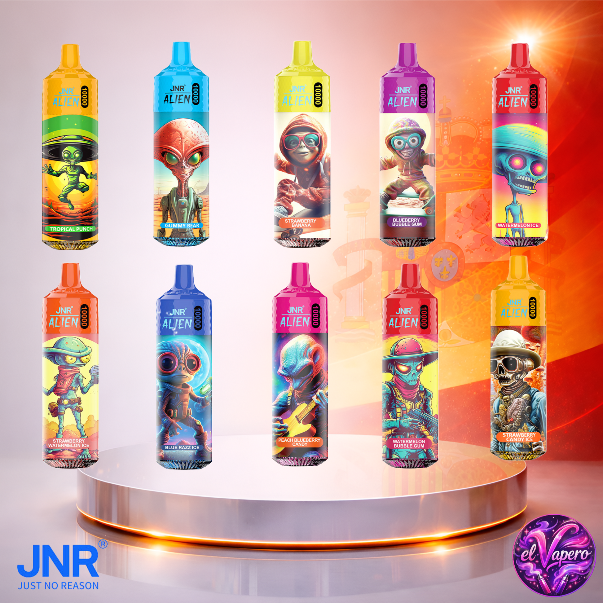 Vapers Desechables - Cigarrillo electrónico - España - JNR - Alien - 10K - Sabores 4 10000 Caladas - Más baratos