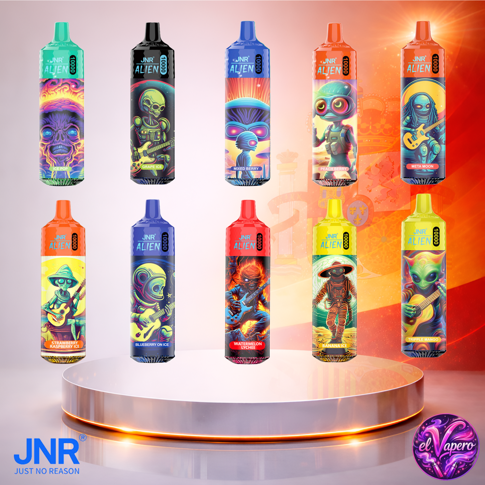 Vapers Desechables - Cigarrillo electrónico - España - JNR - Alien - 10K - Sabores 5 10000 Caladas - Más baratos
