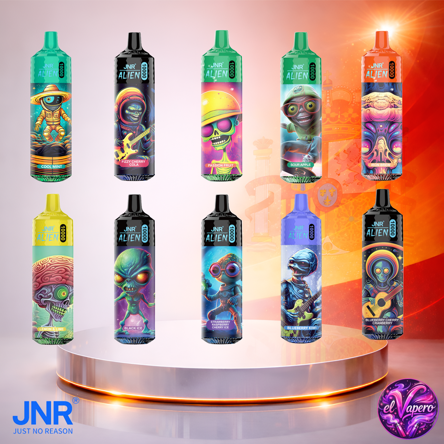 Vapers Desechables - Cigarrillo electrónico - España - JNR - Alien - 10K - Sabores 10000 Caladas - Los más baratos