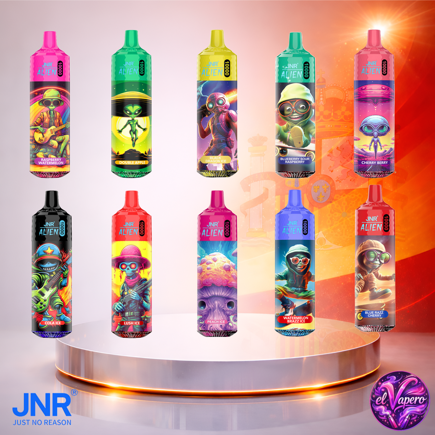Vapers Desechables - Cigarrillo electrónico - España - JNR - Alien - 10K - Sabores 3 10000 Caladas - Más baratos