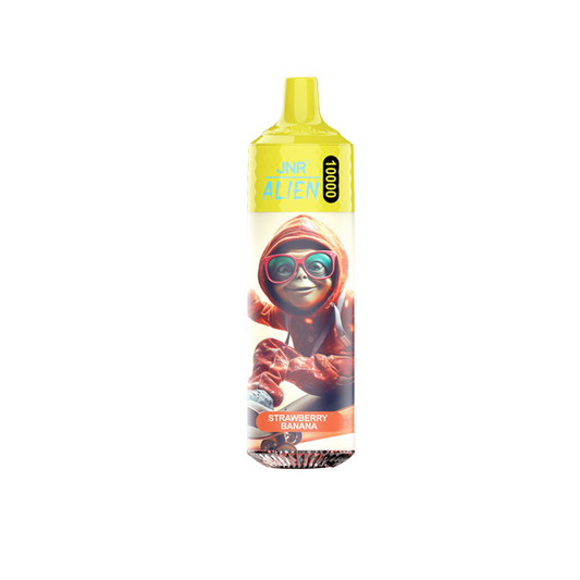 Vape desechable JNR Alien 10K Strawberry Banana con hasta 10000 caladas y sabor a fresa y plátano