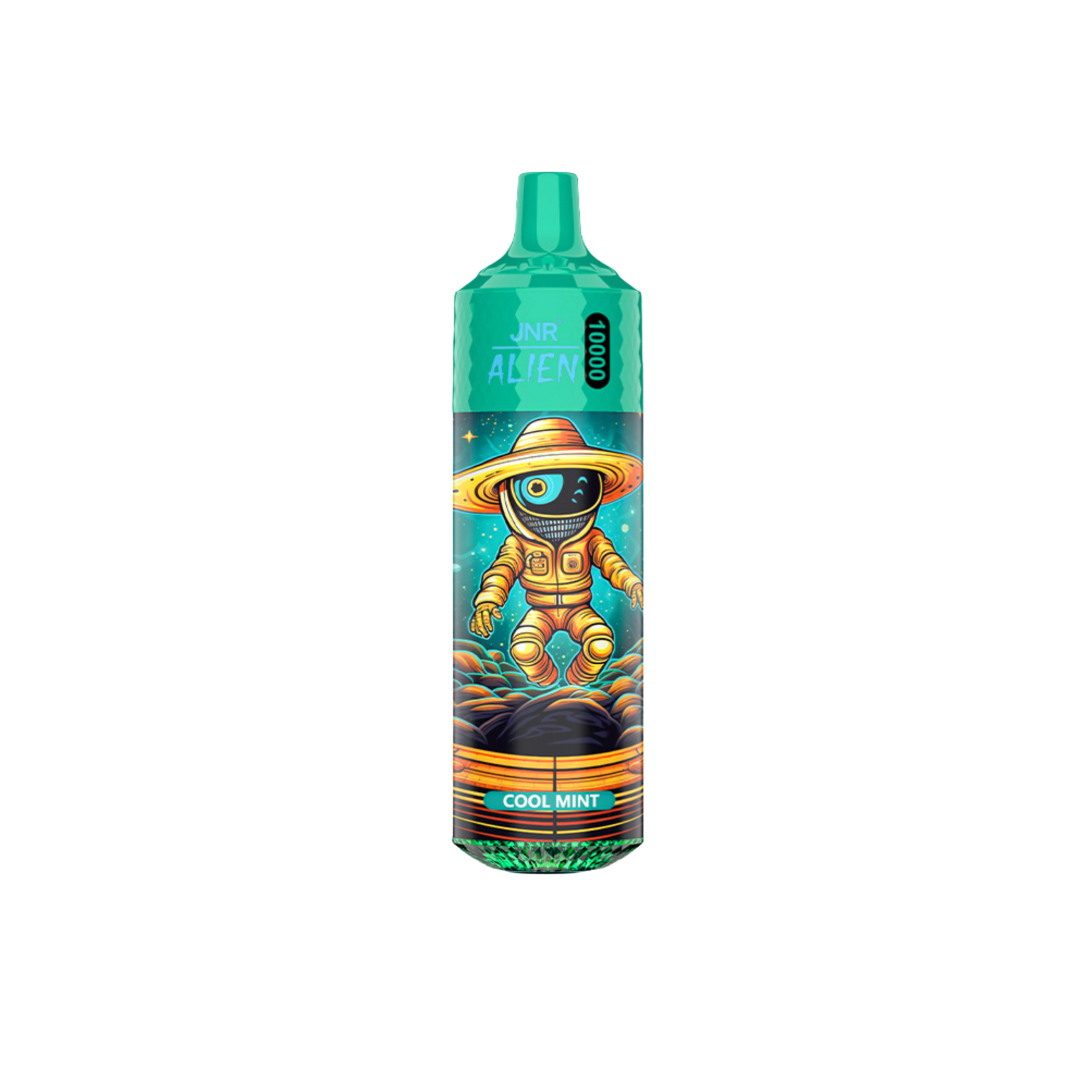 Vape desechable JNR Alien 10K Mint con hasta 10000 caladas y refrescante sabor a ment