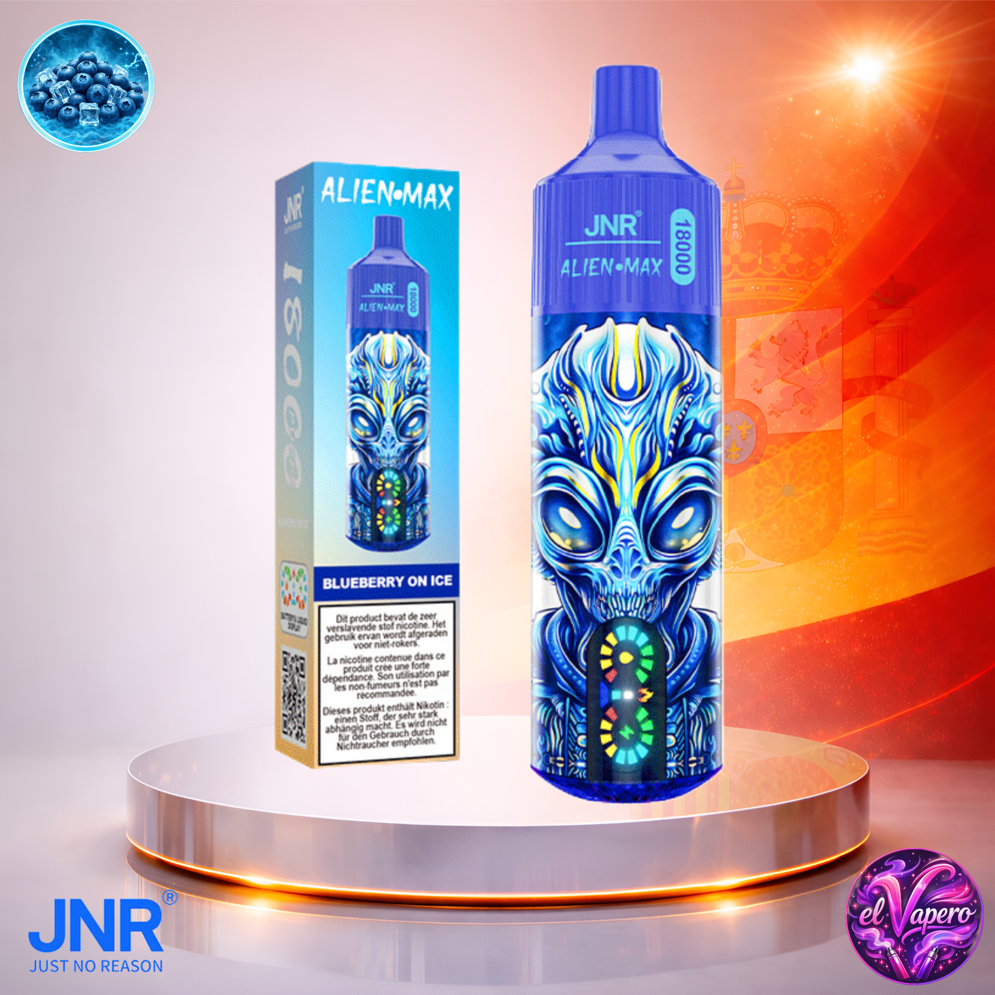Vapers Desechables - Cigarrillo Electrónico - España - JNR - Alien Max - 18K - Blueberry on Ice 18000 Caladas - El mejor precio