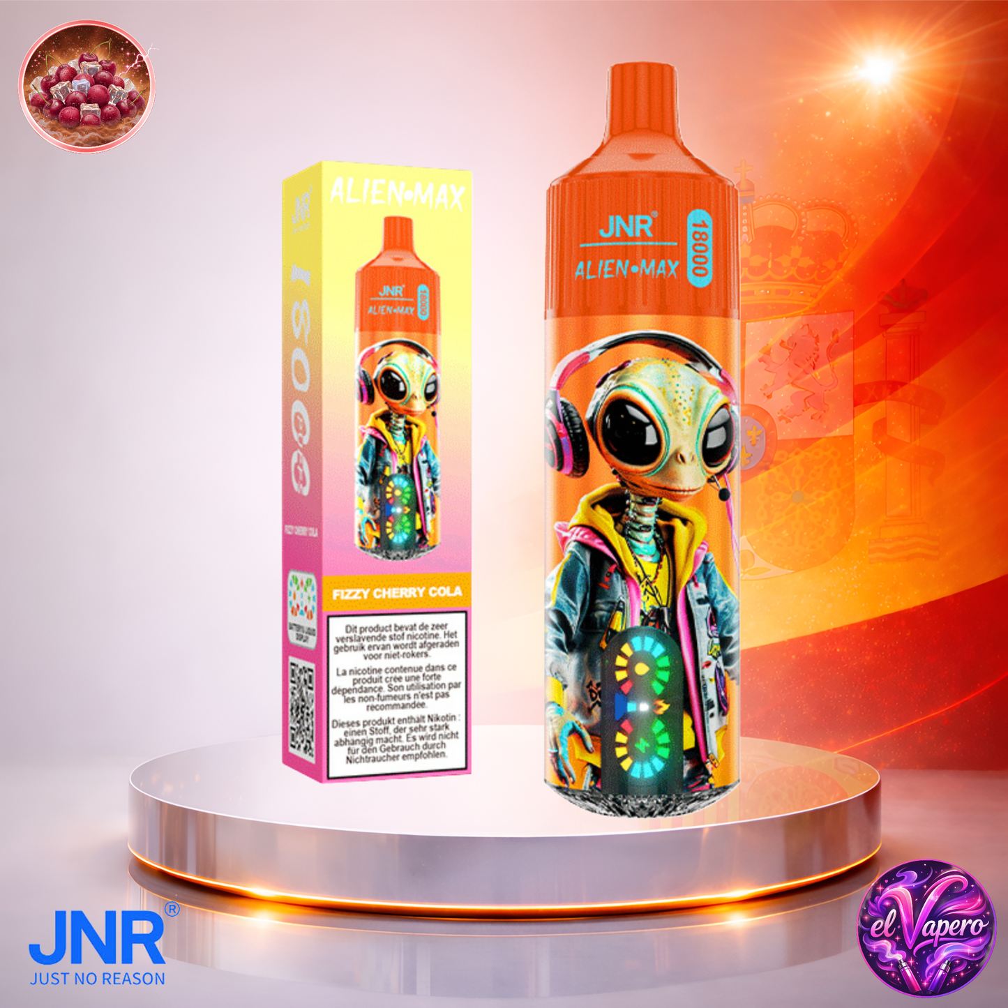 Vapers Desechables - Cigarrillo Electrónico - España - JNR - Alien Max - 18K - Fizzy Cherry Cola 18000 Caladas - El mejor precio