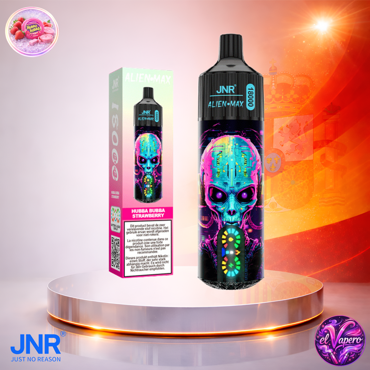 Vapers Desechables - Cigarrillo Electrónico - España - JNR - Alien Max - 18K - Hubba Bubba Strawberry 18000 Caladas - Los más baratos