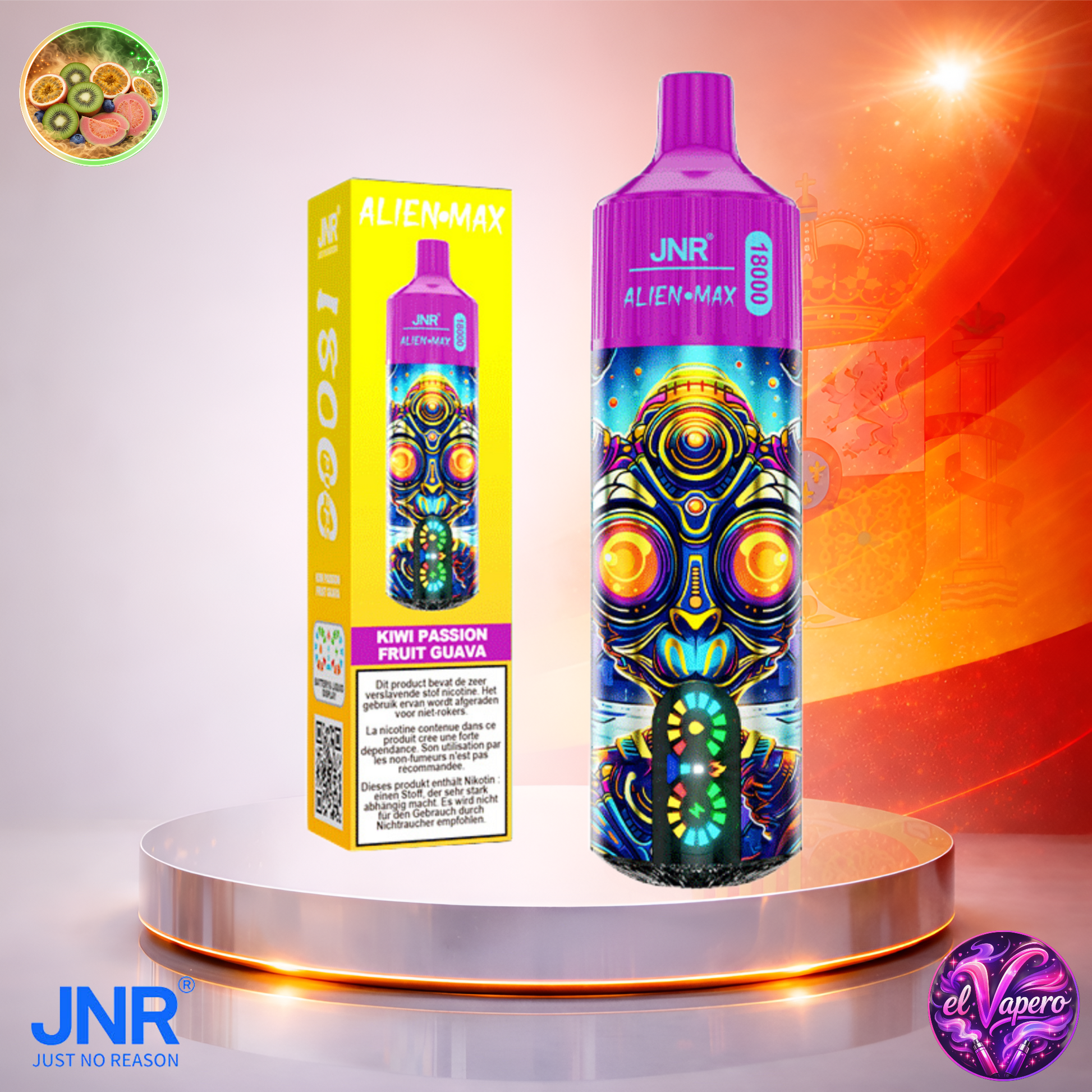 Vapers Desechables - Cigarrillo Electrónico - España - JNR - Alien Max - 18K - Kiwi Passion Fruit Guava 18000 Caladas - Los más baratos