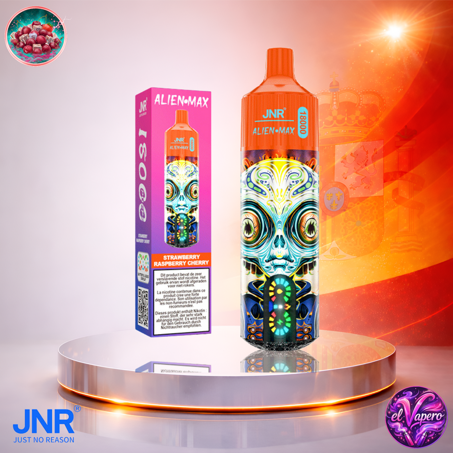 Vapers Desechables - Cigarrillo Electrónico - España - JNR - Alien Max - 18K - Strawberry Raspberry Cherry 18000 Caladas - El mejor precio