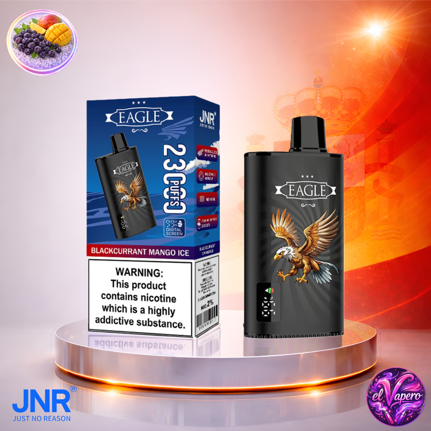 Vapers Desechables - Cigarrillo Electrónico - España - JNR - Eagle - 23K - Blackcurrant Mango Ice 23000 Caladas - El mejor precio