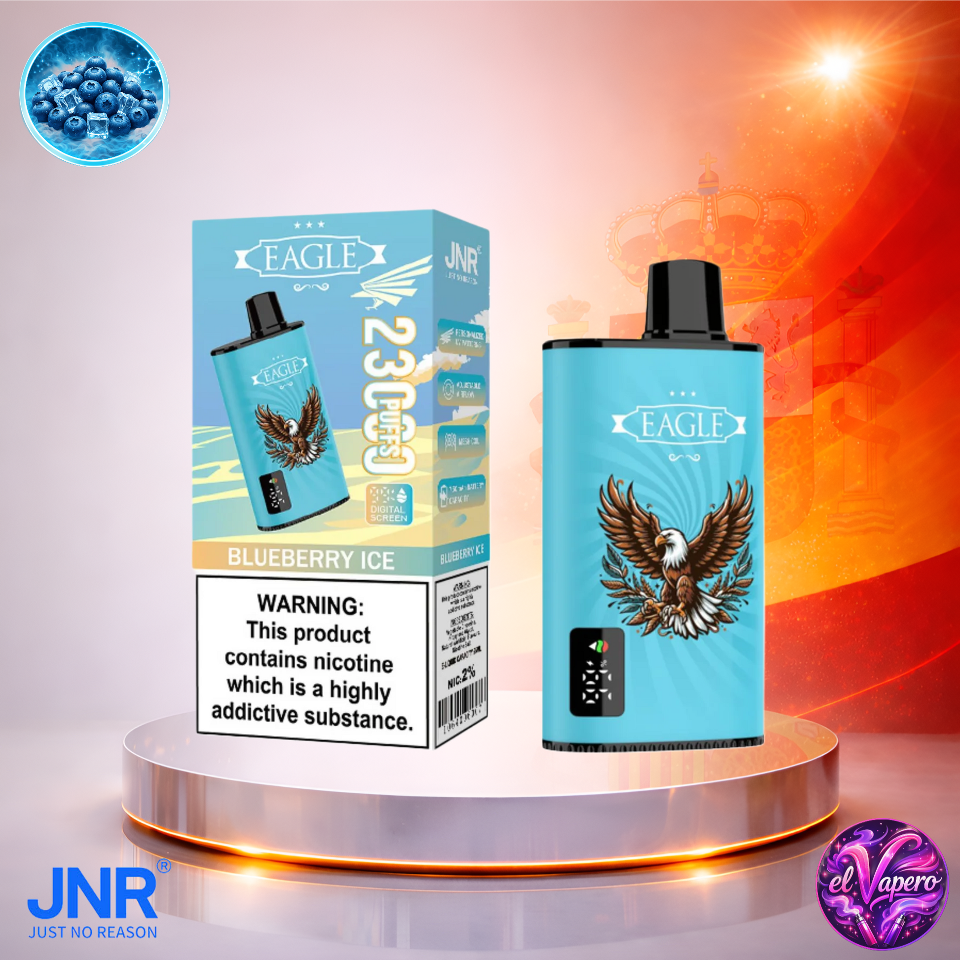 Vapers Desechables - Cigarrillo Electrónico - España - JNR - Eagle - 23K - Blueberry Ice 23000 Caladas - Los más baratos