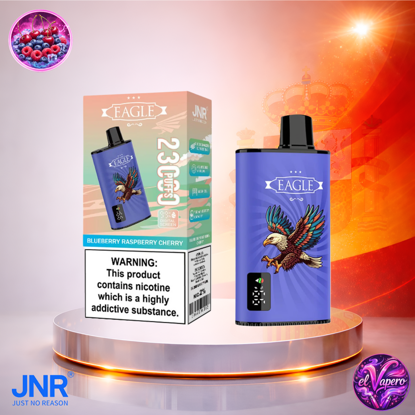 Vapers Desechables - Cigarrillo Electrónico - España - JNR - Eagle - 23K - Blueberry Raspberry Cherry 23000 Caladas - Más baratos