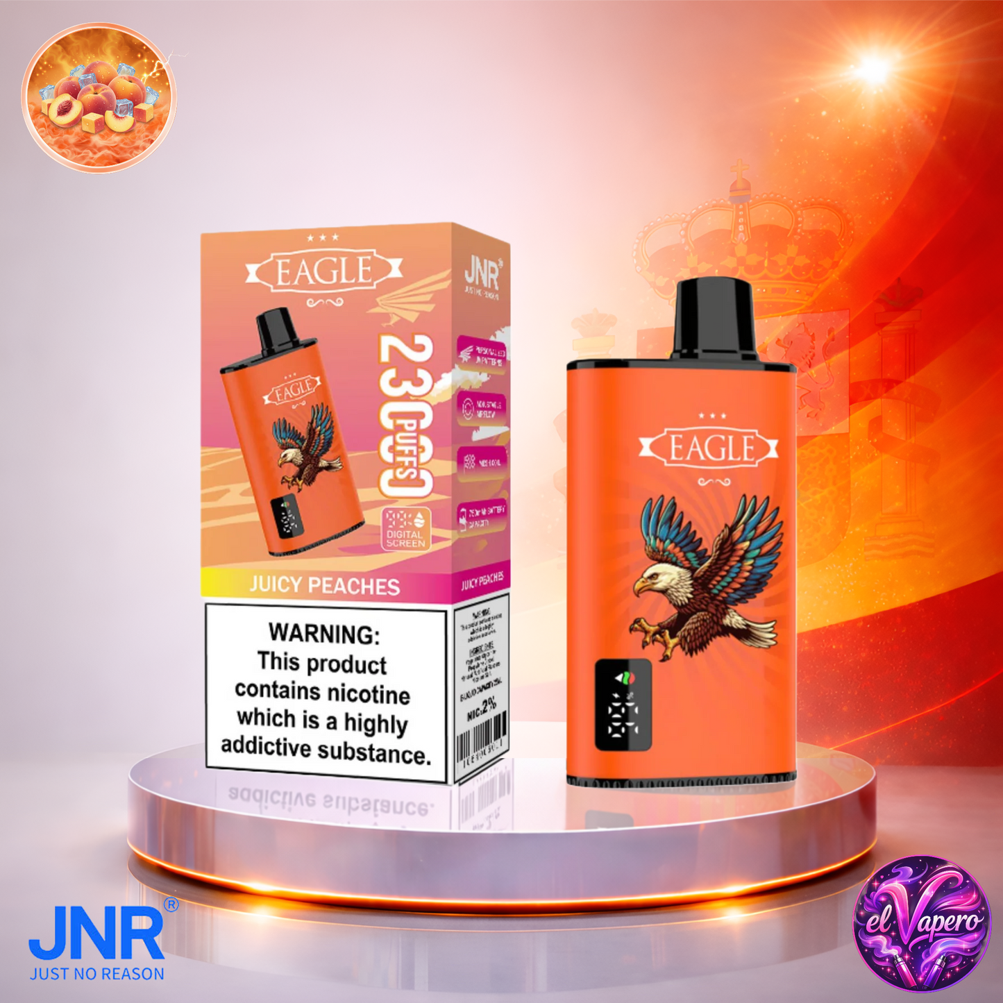 Vapers Desechables - Cigarrillo Electrónico - España - JNR - Eagle - 23K - Juicy Peaches 23000 Caladas - El mejor precio