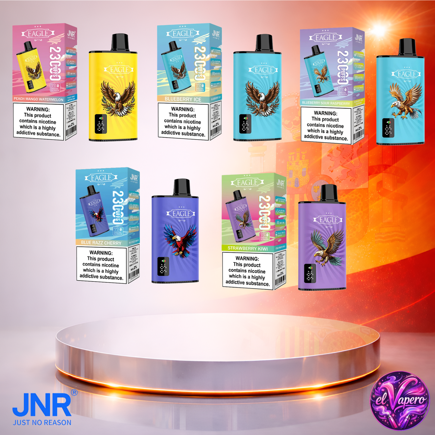 Vapers Desechables - Cigarrillo Electrónico - España - JNR - Eagle - 23K - Sabores 23000 Caladas - Más baratos