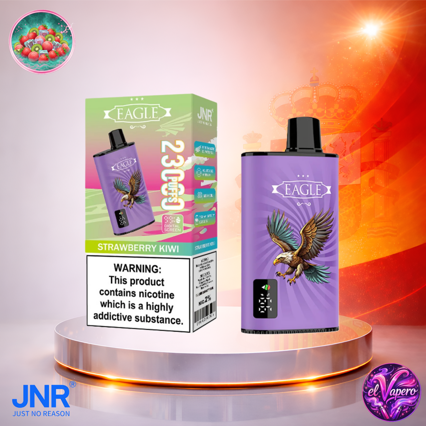 Vapers Desechables - Cigarrillo Electrónico - España - JNR - Eagle - 23K - Strawberry Kiwi 23000 Caladas - Los más baratos
