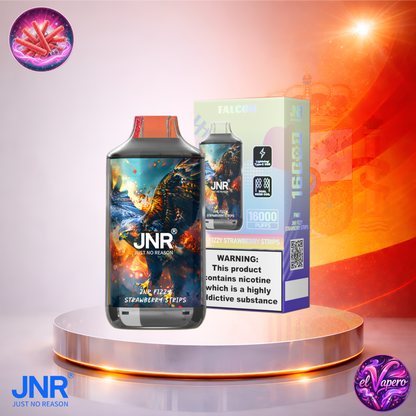 Vapers Desechables - Cigarrillo electrónico - España - JNR - Falcon - 16K - Fizzy Strawberry Strips 16000 Caladas - Más baratos