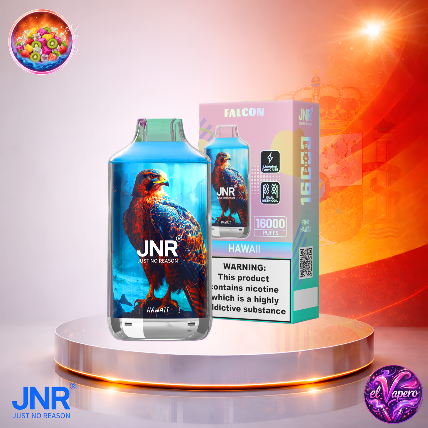 Vapers Desechables - Cigarrillo electrónico - España - JNR - Falcon - 16K - Hawaii 16000 Caladas - Los más baratos