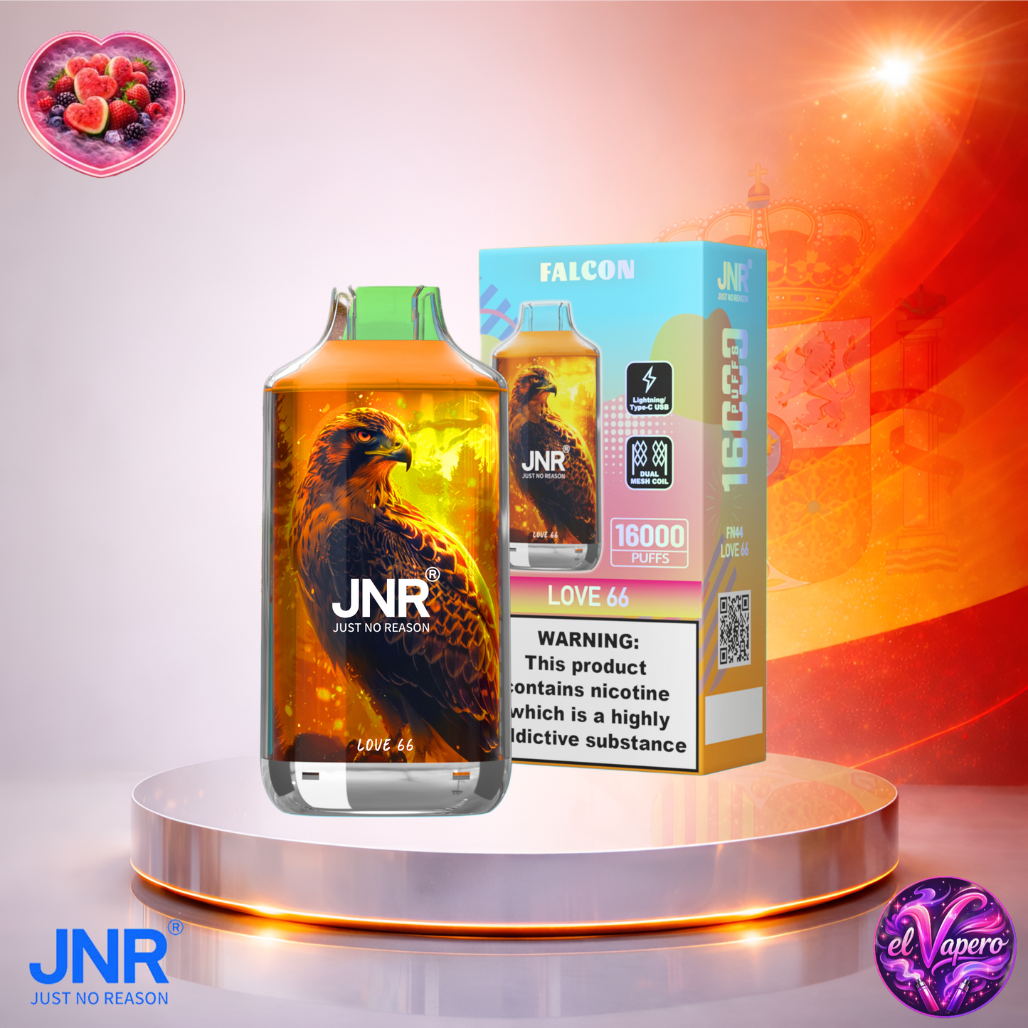 Vapers Desechables - Cigarrillo electrónico - España - JNR - Falcon - 16K - Love 66 16000 Caladas - Más baratos