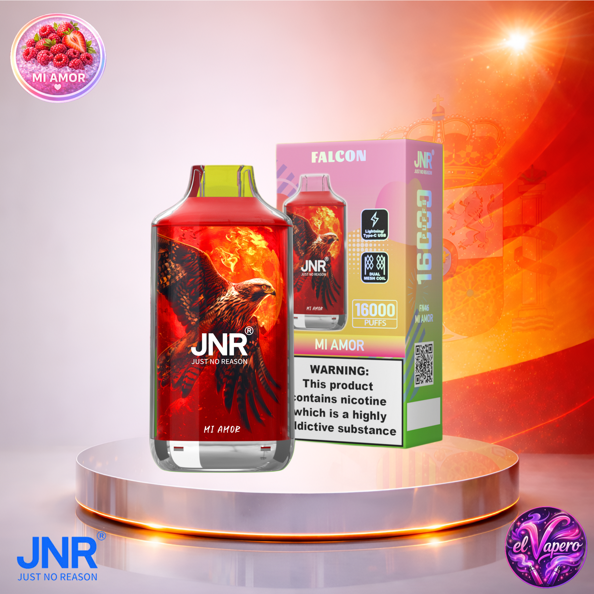 Vapers Desechables - Cigarrillo electrónico - España - JNR - Falcon - 16K - Mi Amor 16000 Caladas - Más baratos
