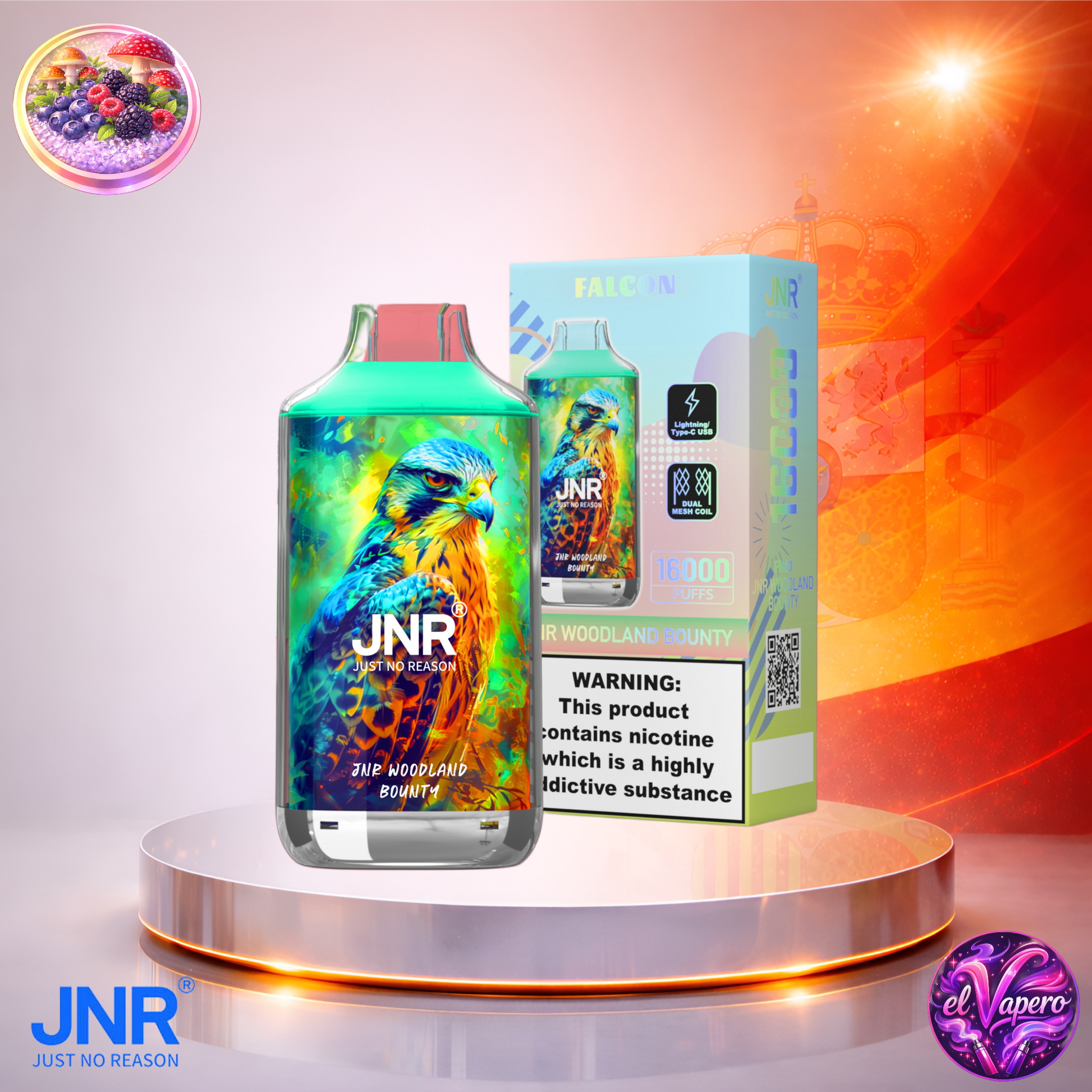 Vapers Desechables - Cigarrillo electrónico - España - JNR - Falcon - 16K - Woodland Bounty 16000 Caladas - Los más baratos