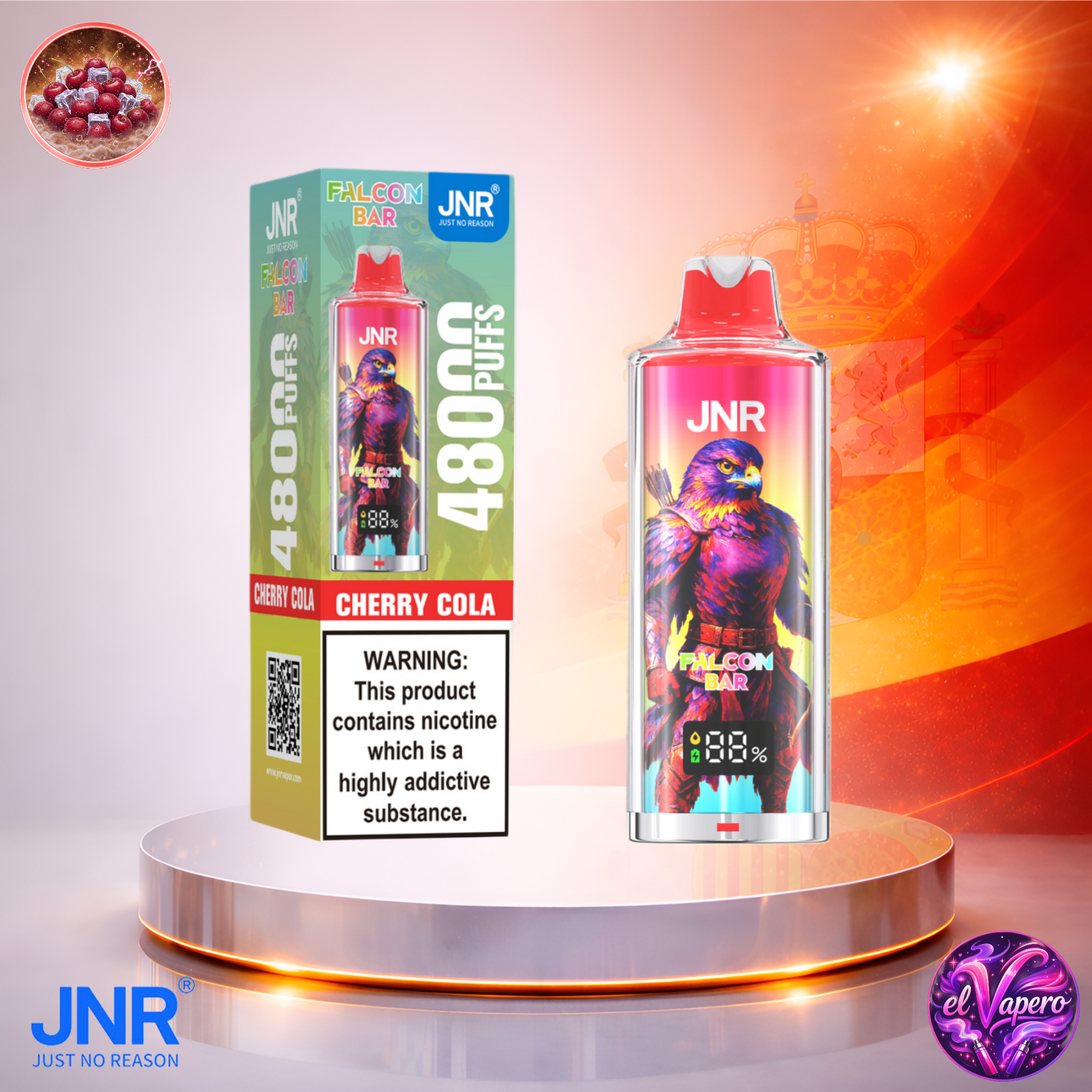 Vapers Desechables - Cigarrillo electrónico - España - JNR - FalconBar - 48K - Cherry Cola 48000 Caladas - El mejor precio