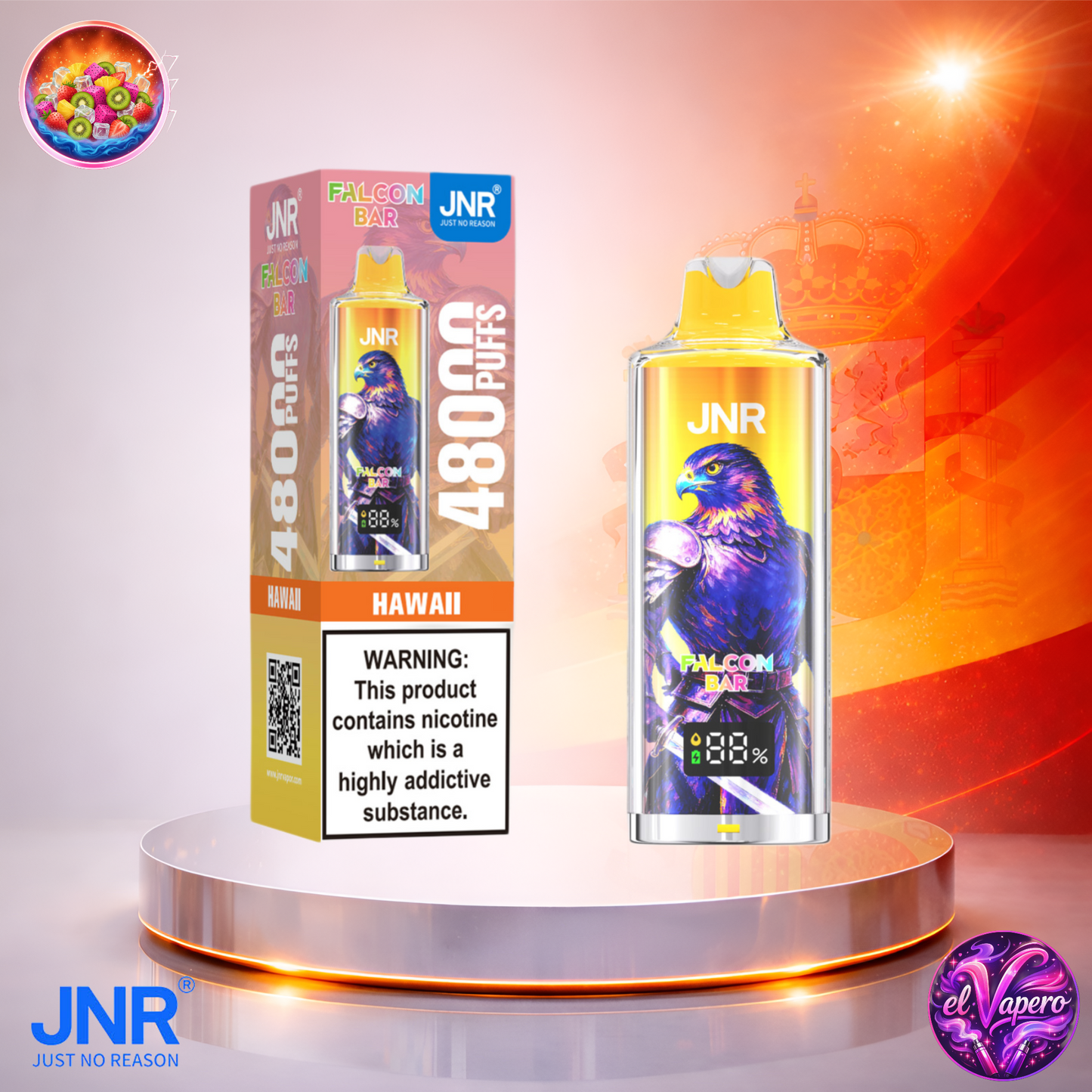 Vapers Desechables - Cigarrillo electrónico - España - JNR - FalconBar - 48K - Hawaii 48000 Caladas - Los más baratos