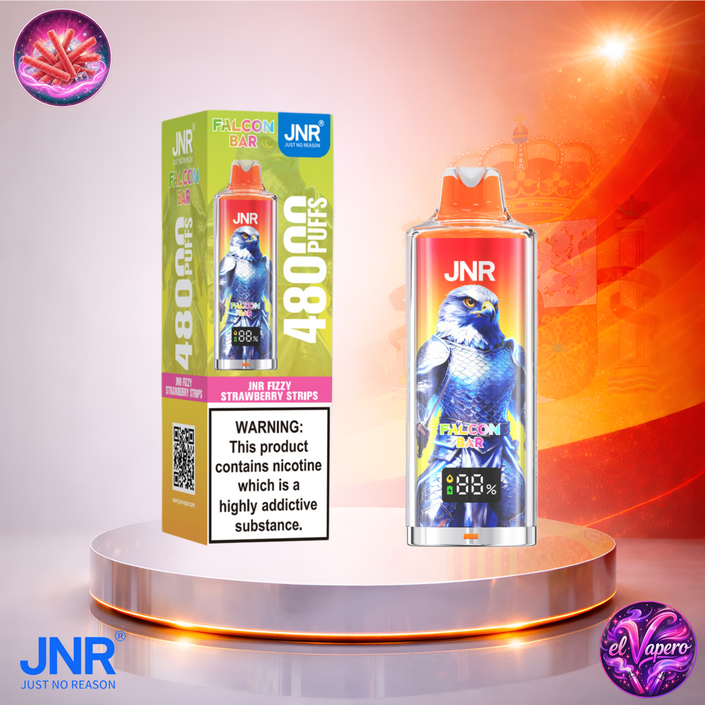 Vapers Desechables - Cigarrillo electrónico - España - JNR - FalconBar - 48K - Jnr Fizzy Strawberry Strips 48000 Caladas - Los más baratos
