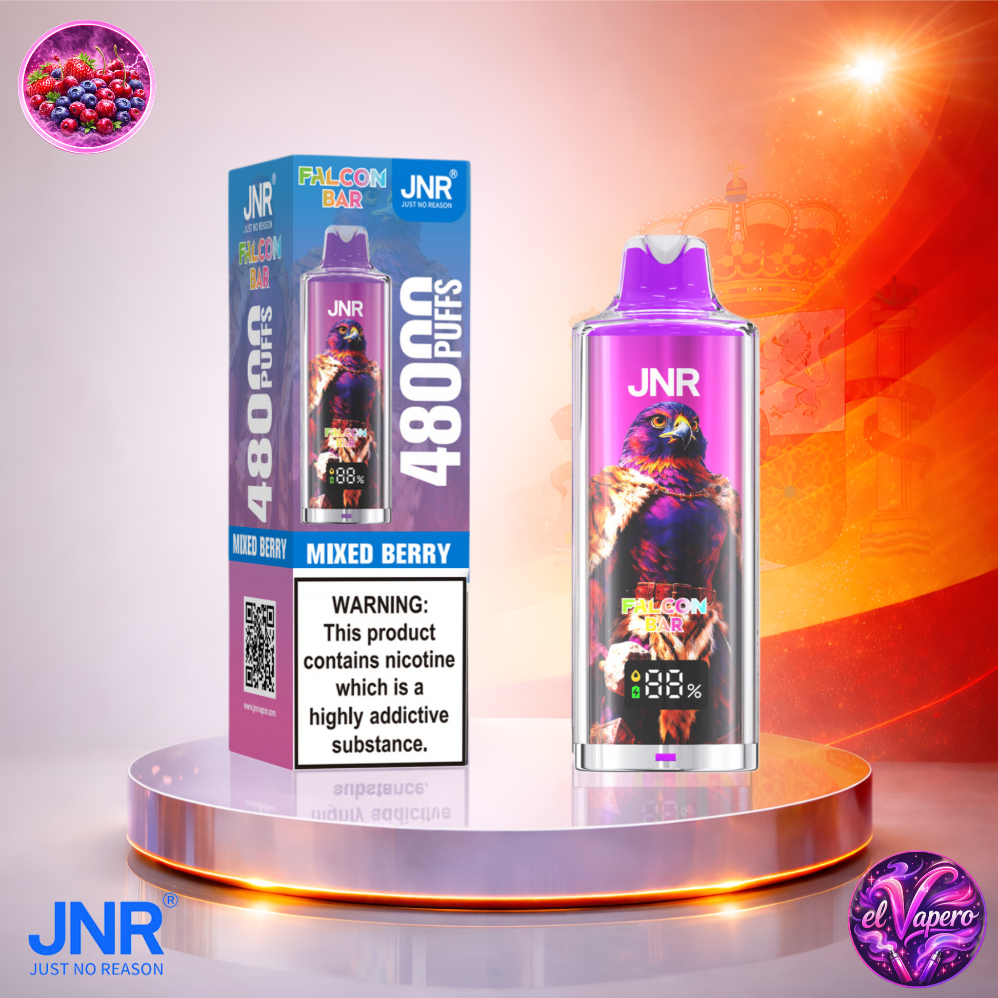 Vapers Desechables - Cigarrillo electrónico - España - JNR - FalconBar - 48K - Mixed Berry 48000 Caladas - Más baratos