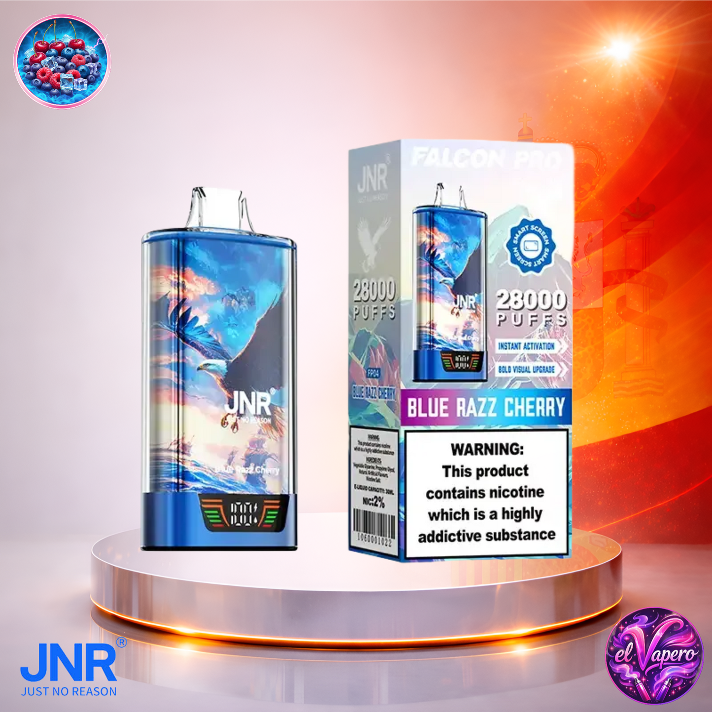 Vapers Desechables - Cigarrillo electrónico - España - JNR - FalconPro - 28K - Blue Razz Cherry 28000 Caladas - Los más baratos