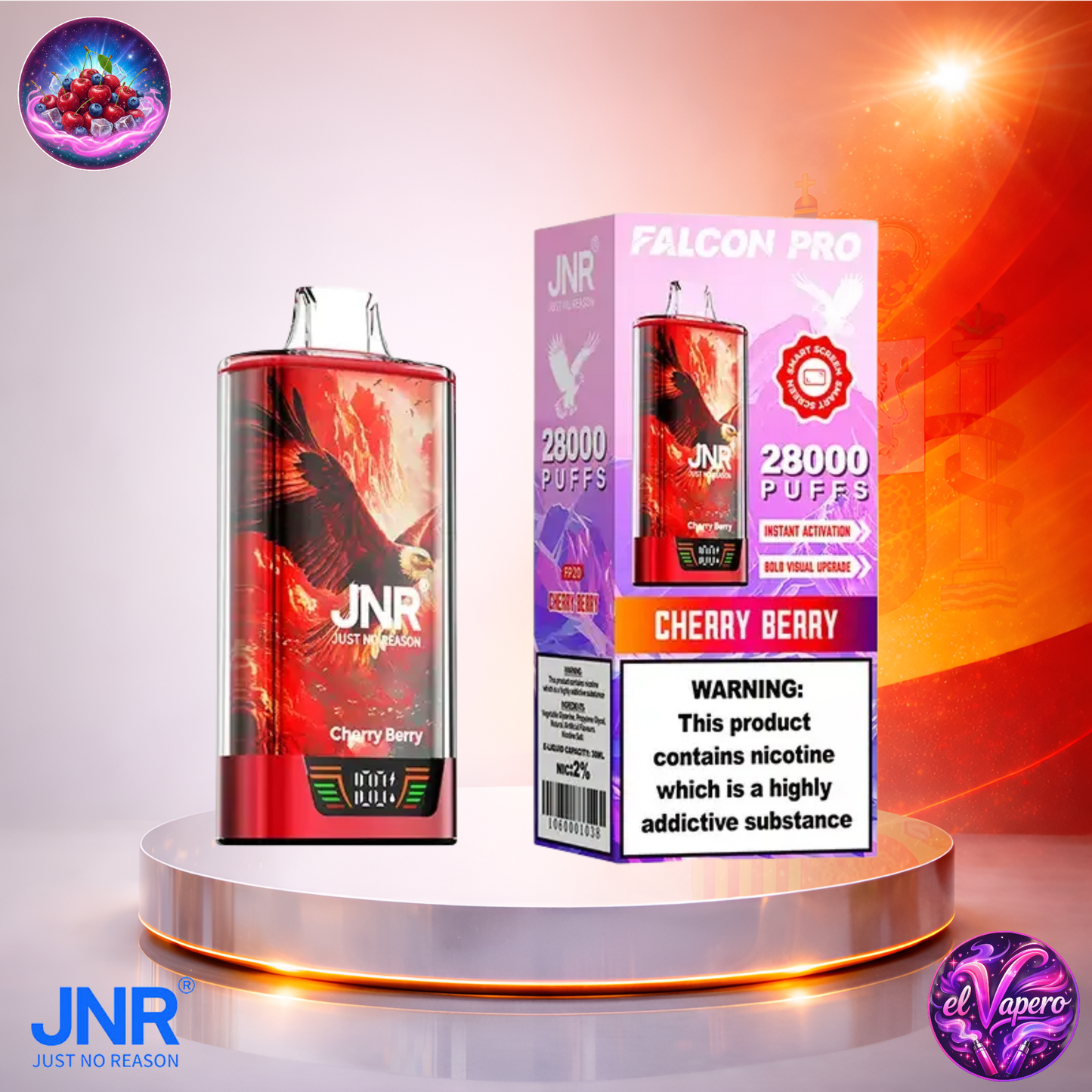 Vapers Desechables - Cigarrillo electrónico - España - JNR - FalconPro - 28K - Cherry Berry 28000 Caladas - Más baratos