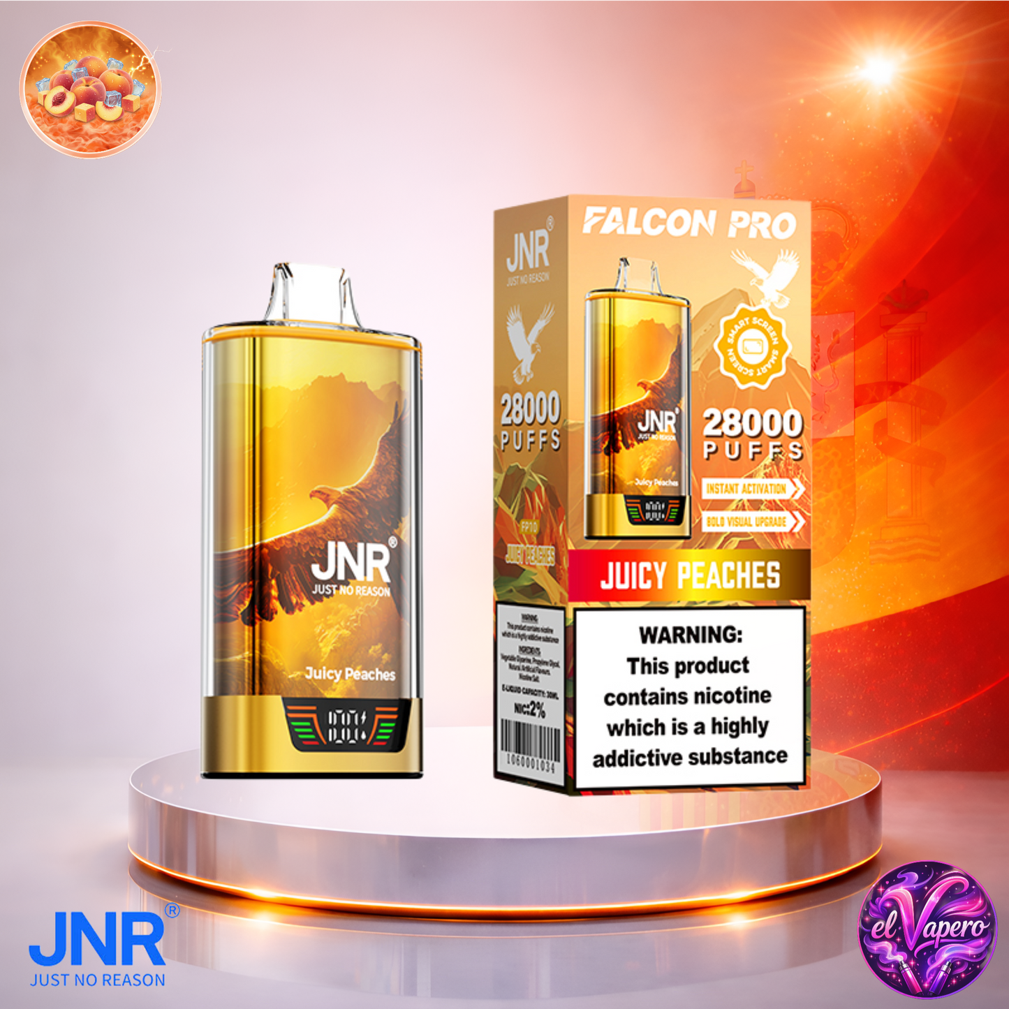 Vapers Desechables - Cigarrillo electrónico - España - JNR - FalconPro - 28K - Juicy Peaches 28000 Caladas - El mejor precio