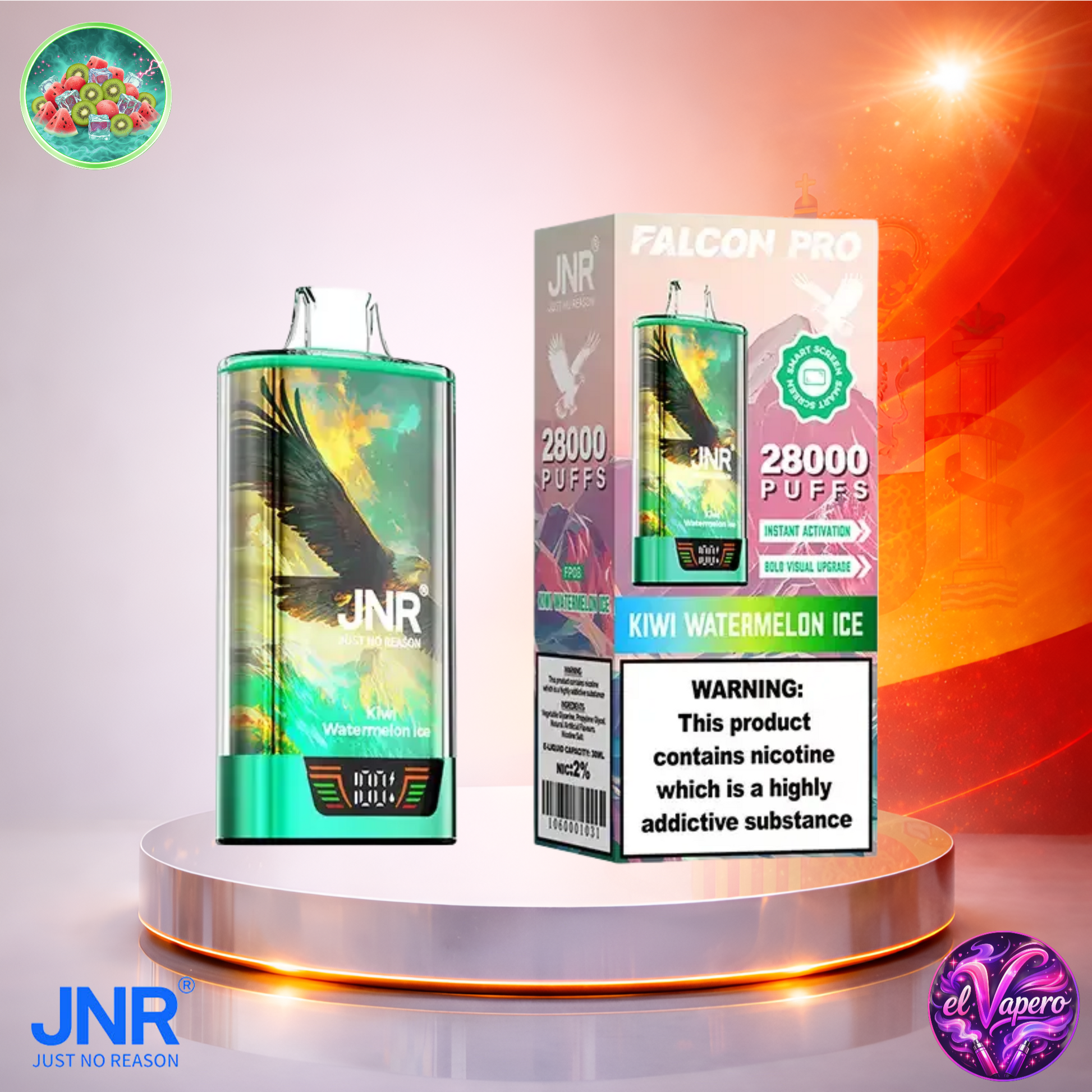 Vapers Desechables - Cigarrillo electrónico - España - JNR - FalconPro - 28K - Kiwi Watermelon Ice 28000 Caladas - El mejor precio