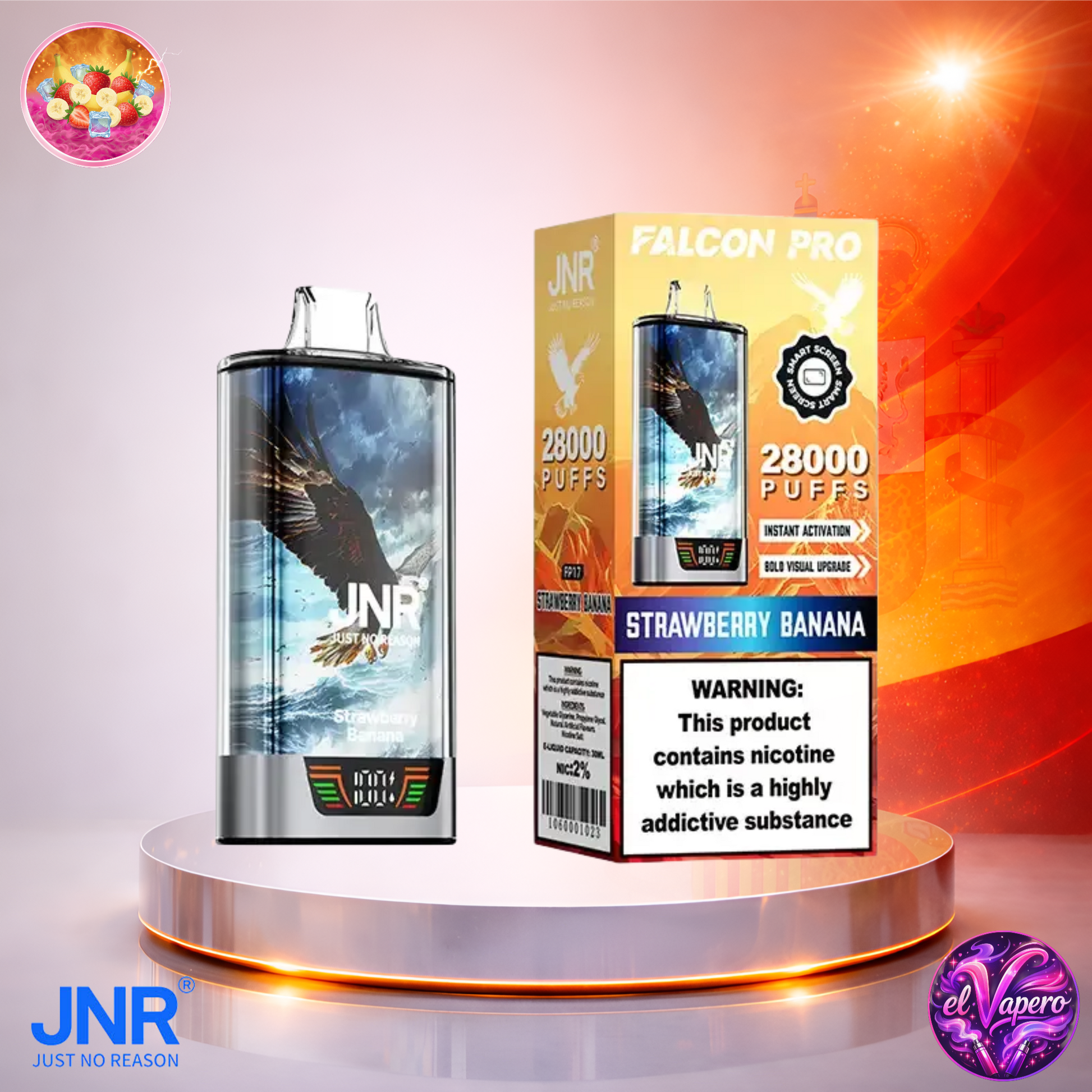 Vapers Desechables - Cigarrillo electrónico - España - JNR - FalconPro - 28K - Strawberry Banana 28000 Caladas - Los más baratos