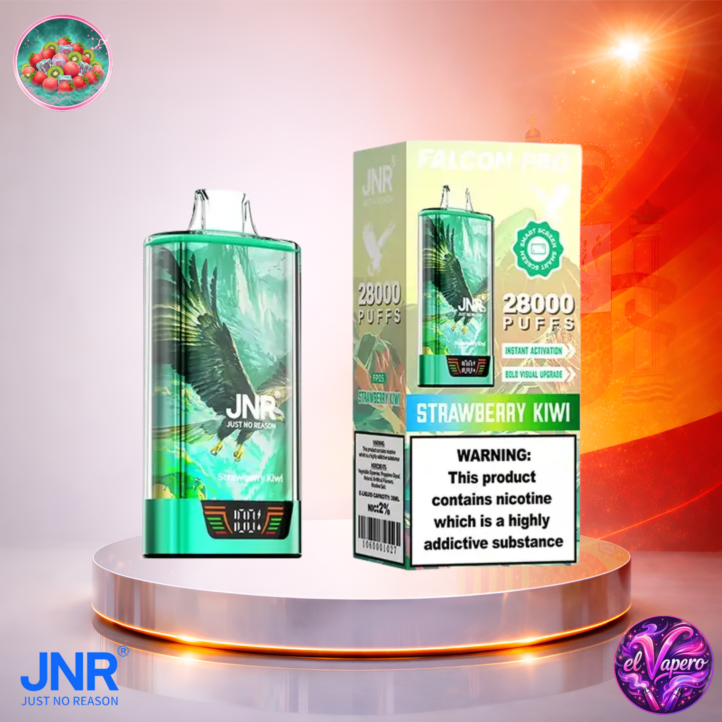 Vapers Desechables - Cigarrillo electrónico - España - JNR - FalconPro - 28K - Strawberry Kiwi 28000 Caladas - Más baratos
