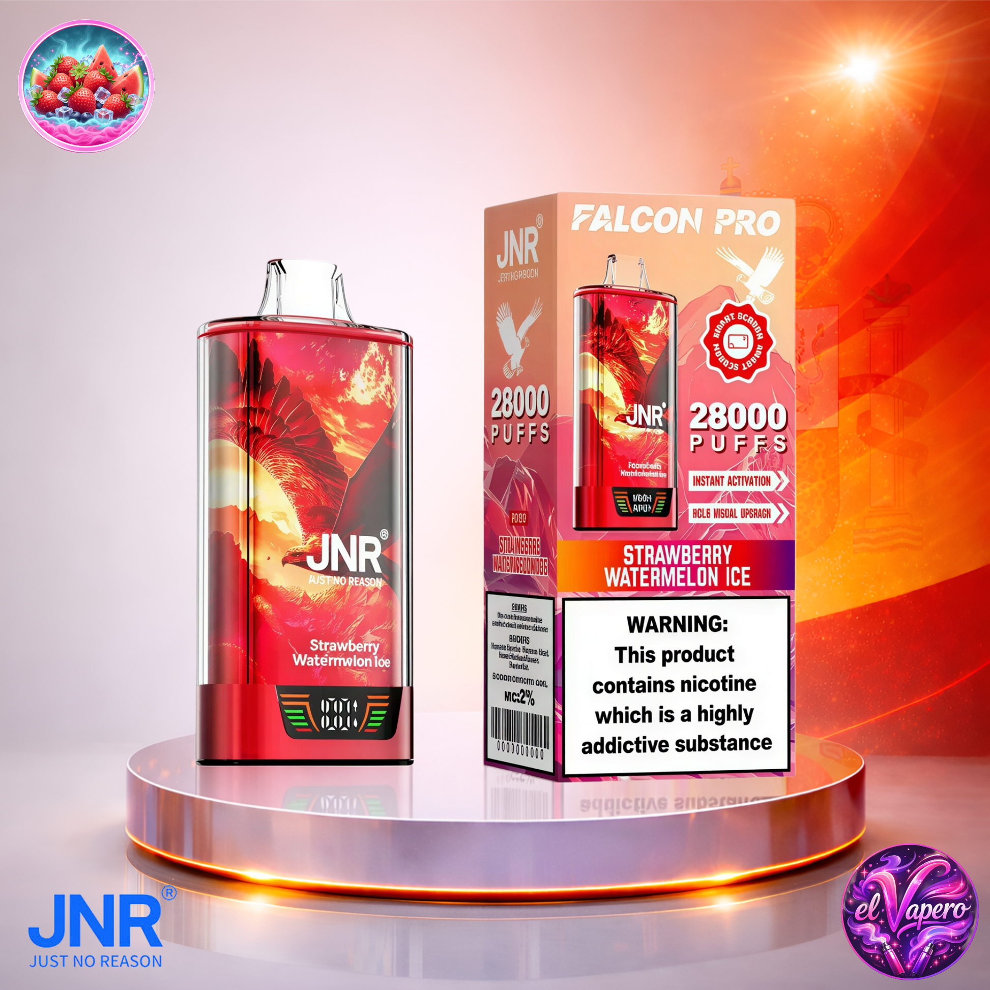 Vapers Desechables - Cigarrillo electrónico - España - JNR - FalconPro - 28K - Strawberry Watermelon Ice 28000 Caladas - El mejor precio
