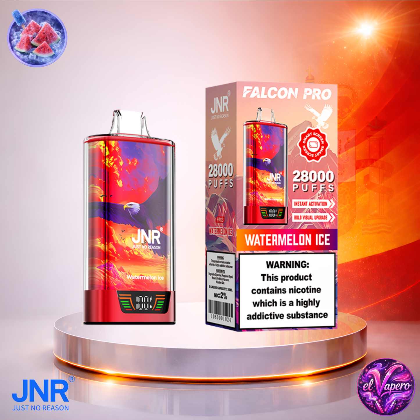 Vapers Desechables - Cigarrillo electrónico - España - JNR - FalconPro - 28K - Watermelon Ice 28000 Caladas - El mejor precio