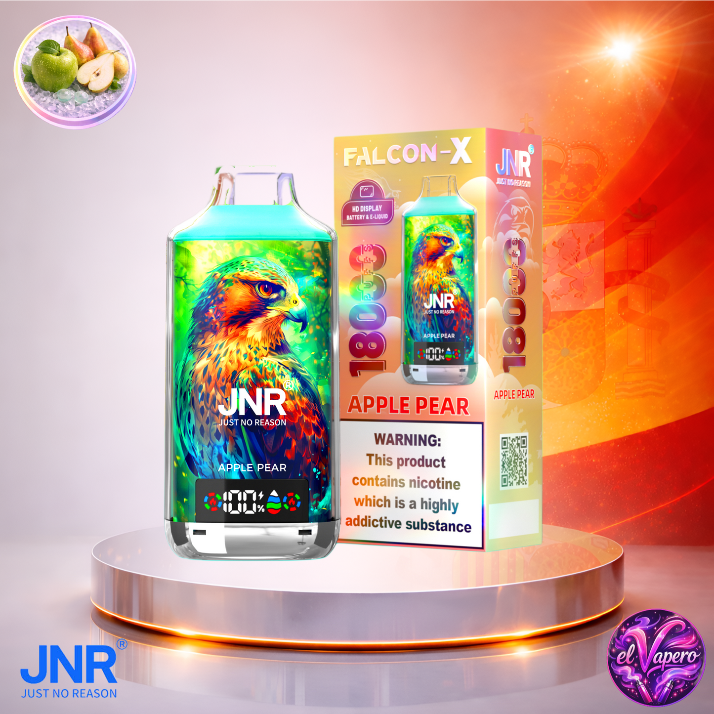 Vapers Desechables - Cigarrillo electrónico - España - JNR - FalconX - 18K - Apple Pear 18000 Caladas - El mejor precio